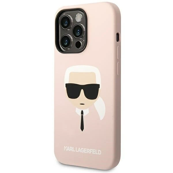 Karl Lagerfeld ochranné pouzdro na telefon KLHCP14LSLKHLP pro Apple iPhone 14 Pro 6,1" pevné pouzdro růžové/růžové silikonové Karl`s Head